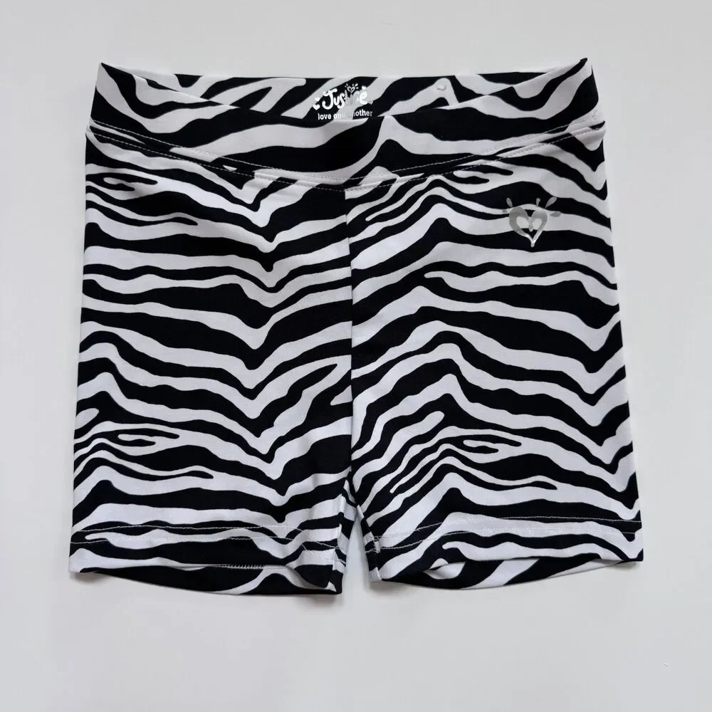 justice girl size 7 shorts spandex biker zebra